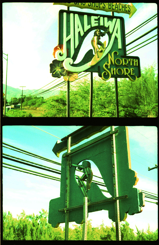 Haleiwa Sign, Agfa Parat I  Half Frame. © 2010 Bobby Asato